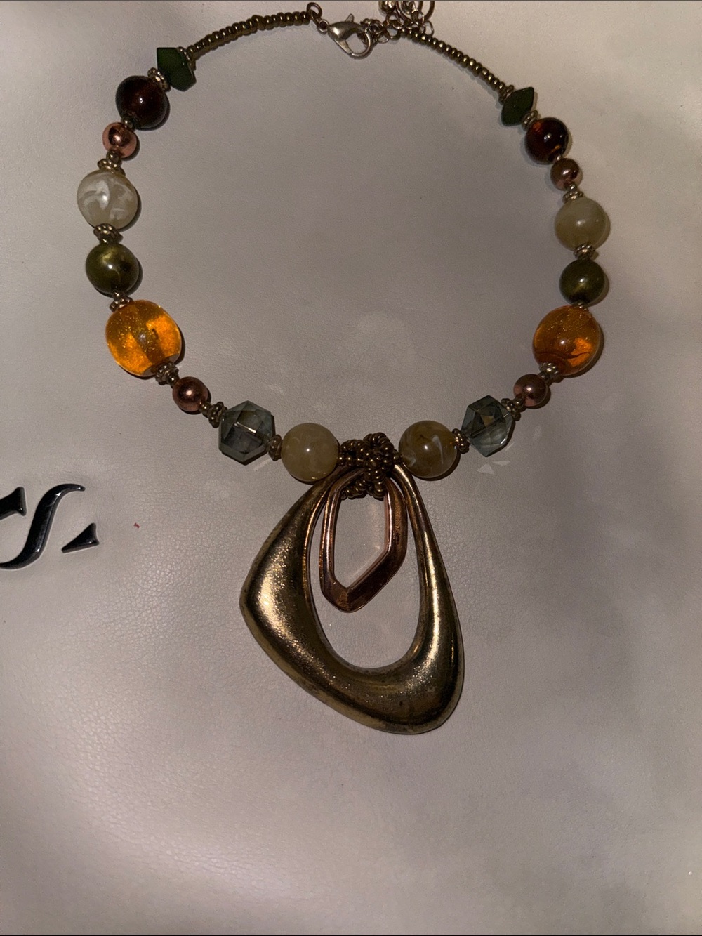 Mixed Metal Statement Pendant Necklace - Gold and Rose Gold Beads